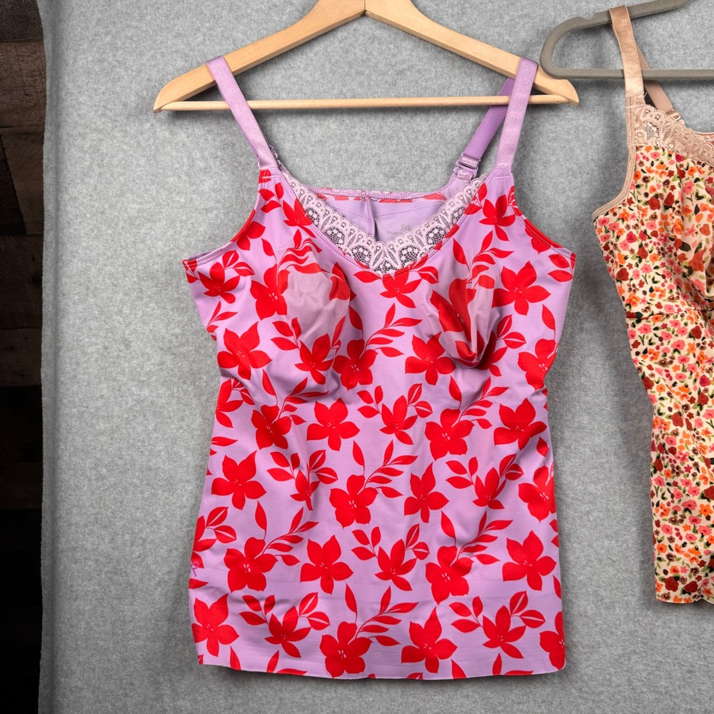 Ruby Ribbon Camisole LOT x 2 Womens Size 42 Floral Lace Trim Shaping Stretch - Picture 6 of 12